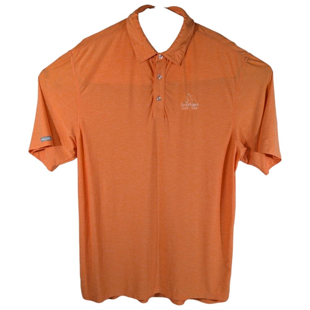 Straight Down Orange Polo Grayhawk Golf Club Shirt Mens (2XL) Large Heather LONG
